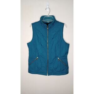 Talbots Blue Quilted Zip up Vest M